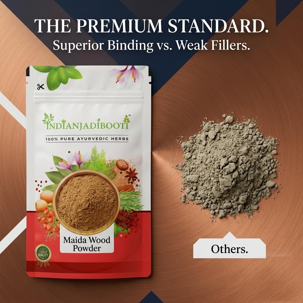 IndianJadiBooti Maida Lakdi Powder | Maida Wood (Litsea Glutinosa) | Pure Medasak for Bone Health, Joints & Swelling | Natural Raw Herb 400g | (Pack Of 2)