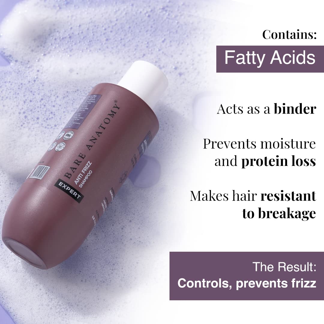 Bare Anatomy Anti Frizz Shampoo & Hair Mask Combo | Hyaluronic Acid & Fatty Acids | Frizz Control Up to 24 Hours | Smooth & Shiny Hair | 250ml + 250g