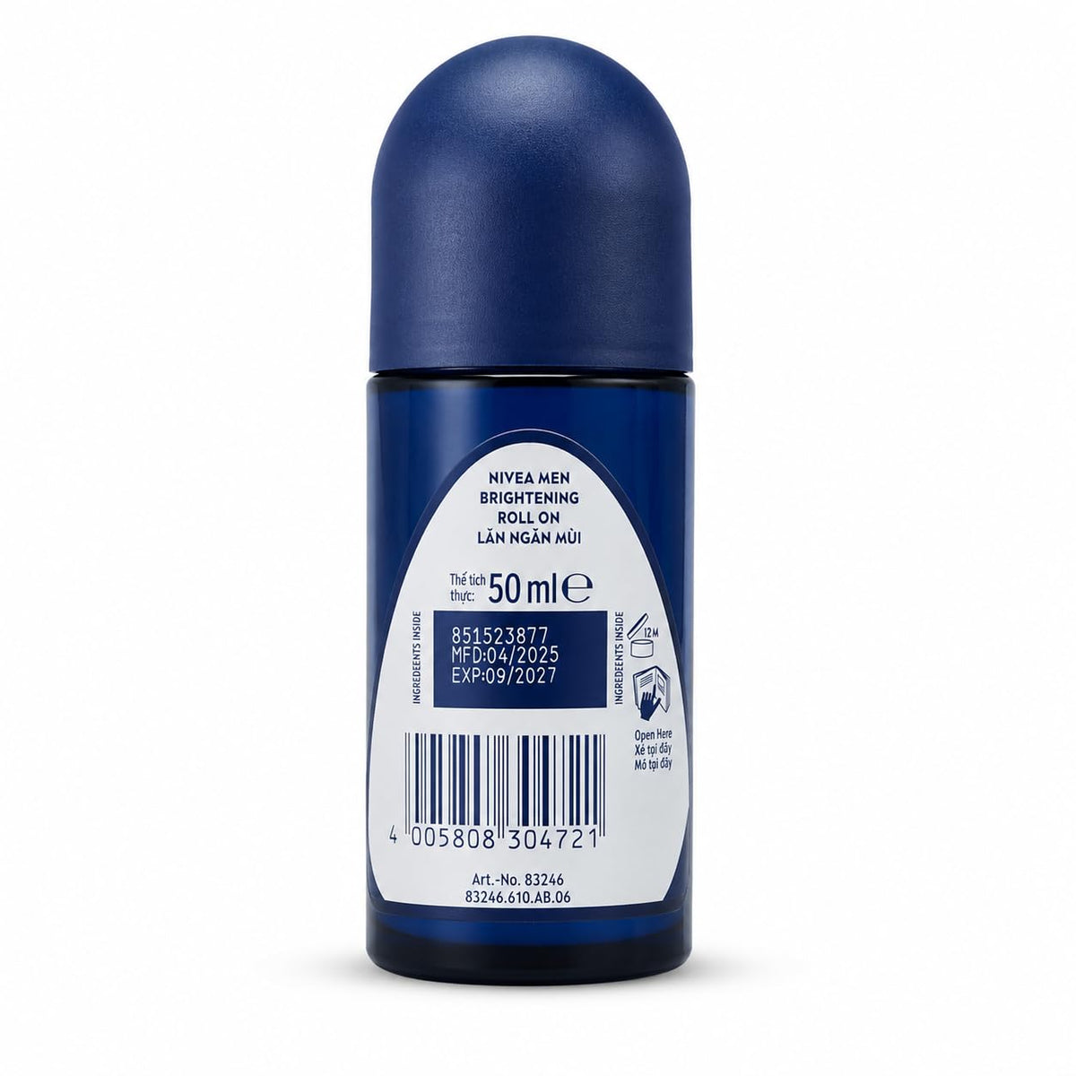 Nivea Men Brightening Complex Anti-Perspirant Roll On 50ml | 0% Alcohol Formula with 72H Sweat & Odor Protection | Brightening Underarm Care Deodorant for Men