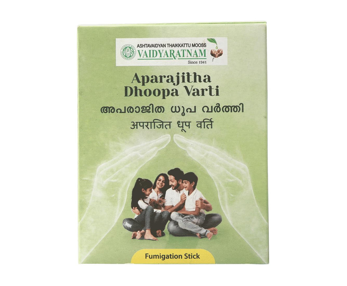 Vaidyaratnam Aparajitha Dhoopa Varthi | Ayurvedic Fumigation Sticks for Natural Air Purification | Bacteriostatic Properties