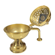 DSH CRAFTING YOUR CURIOSITY Dsh Home Purifying Brass Dhuna Loban Burner Dhooni Dhoop Dani Dhuni Brass Table Dhoop Dani Incense Burner for Loban. (Gold)