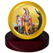 DIVINITI 24K Gold Plated Religious Car Dashboard Frame | Premium God Idol Frame for Car, Home Mandir & Office Table | Spiritual Gift, Decorative Showpiece | Krishna