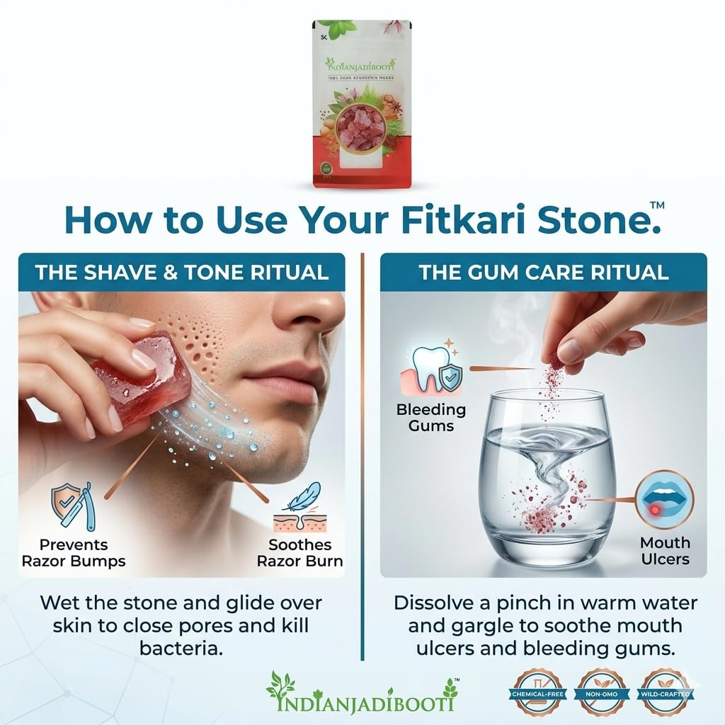 IndianJadiBooti Phitkari Alum 250 Grams | Fitkari Red Stone for Face Skin Tightening, Water Purification & Shaving | Red Crystals Alum | Gentle & Effective.