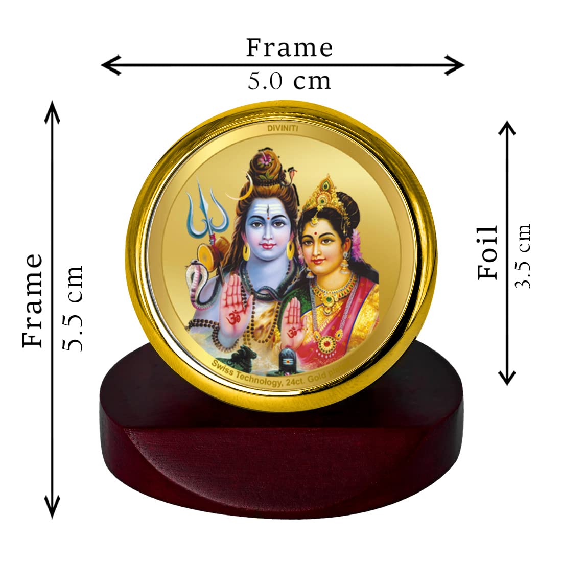 DIVINITI 24K Gold Plated Religious Car Dashboard Frame | Premium God Idol Frame for Car, Home Mandir & Office Table | Spiritual Gift, Decorative Showpiece | Shiva Parvati