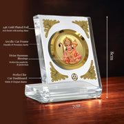 DIVINITI 24K Gold Plated Lord Hanuman With Blessings Acrylic Frame for Car Dashboard, Home Temple & Office Table | Premium Spiritual Gift, Blessings for Protection & Positivity, 8x7 cm