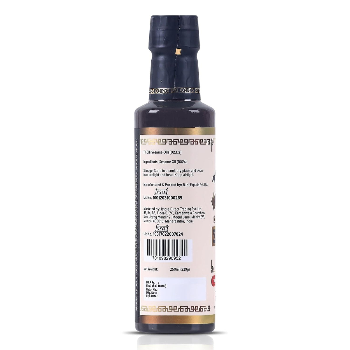 Urban Platter Korean-Style Toasted Sesame Oil, 250ml (Cold-Pressed | Rich Flavour | Known as Chamgireum | Perfect Finishing Oil for All Asian Dishes)