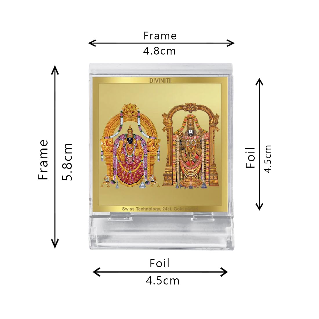 DIVINITI 24K Gold Plated Religious Car Dashboard Frame | Premium God Idol Frame for Car, Home Mandir & Office Table | Spiritual Gift, Decorative Showpiece | Padmavathi Balaji