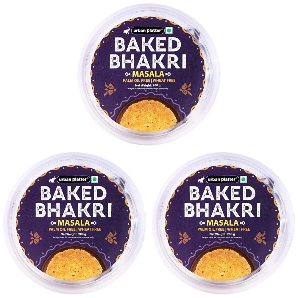 Urban Platter Baked Masala Bhakri, 200g (Wheat Free, Traditional Gujarati Snack) (Pack of 3)
