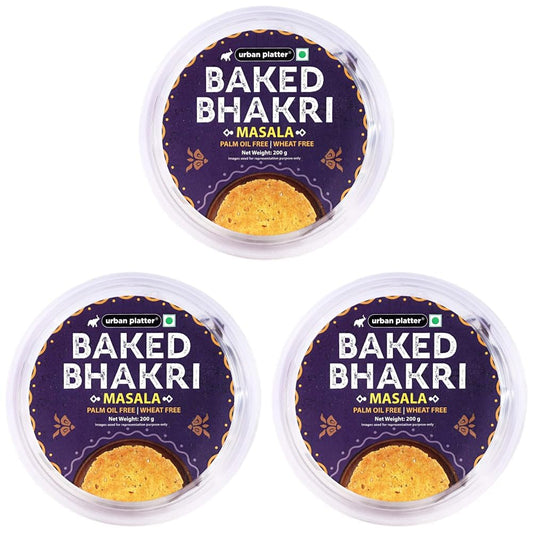 Urban Platter Baked Masala Bhakri, 200g (Wheat Free, Traditional Gujarati Snack) (Pack of 3)