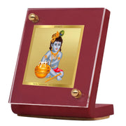 DIVINITI 24K Gold Plated Religious Car Dashboard Frame | Premium God Idol Frame for Car, Home Mandir & Office Table | Spiritual Gift, Decorative Showpiece | Bal Gopal