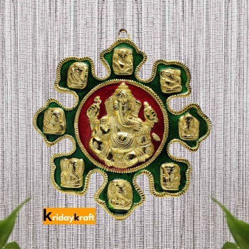 KridayKraft Ganesha Astavinayaka (8 Avatar of Lord Ganesh) Hanging in Gold Finish Ideal for Gift Purpose