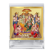 DIVINITI 24K Gold Plated Foil Ram Darbar Idol Photo Frame for Car Dashboard Table Home Office and Door Entrance Decor ACF 3A Hindu Ram bhagwan Murti for Puja and Gift Items Religious 5.8X4.8CM