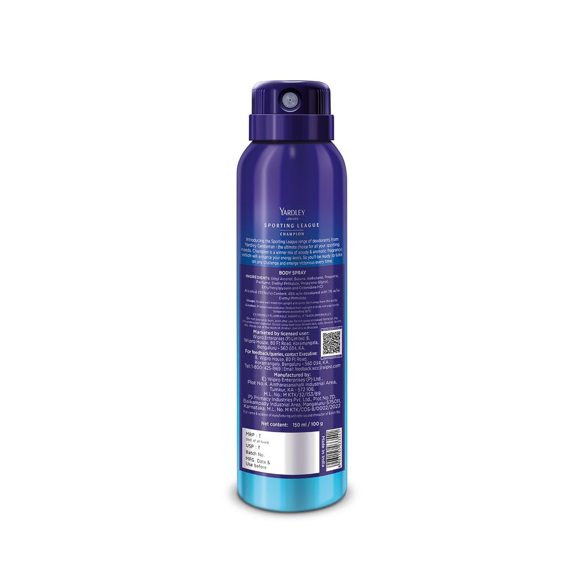 Yardley Male Gentleman Sporting League Body Citrus Spray - Champion 150Ml, 1 Count