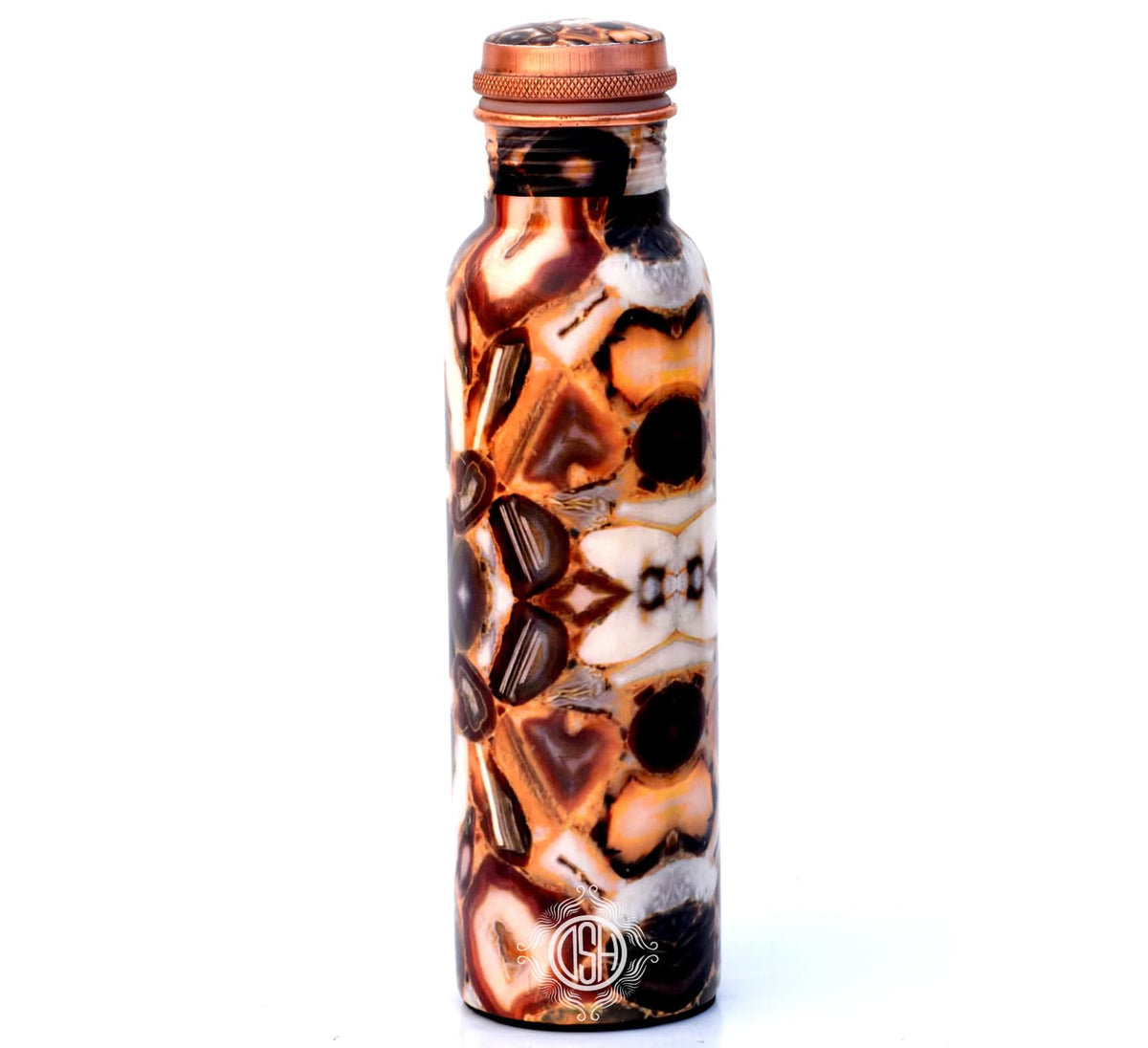 DSH Copper Bottles for 1 Litre Printed with Modern Art, Travelling Purpose Bottles, Yoga Ayurveda Healing, 1000 ML (Design SM13)