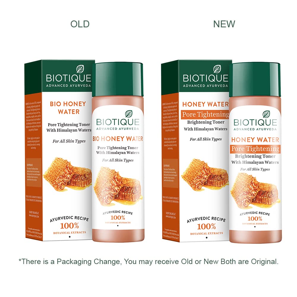 Biotique Honey Water Pore Tightening Brightening Toner With Himalayan Waters|Maintains Ph Balance|Moisturized And Hydrated Skin|100% Botanical Extracts|Suitable For All Skin Types|120Ml,Pack of 3
