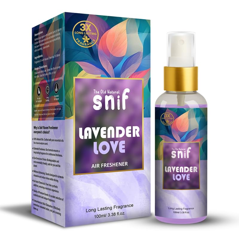 The Old Natural Snif Citrus Rush & Lavender Love Air Freshener Spray – 200ml | Uplifting Floral Aroma, Natural Air Freshener for Home, Office & Car Pack of 2 - Combo