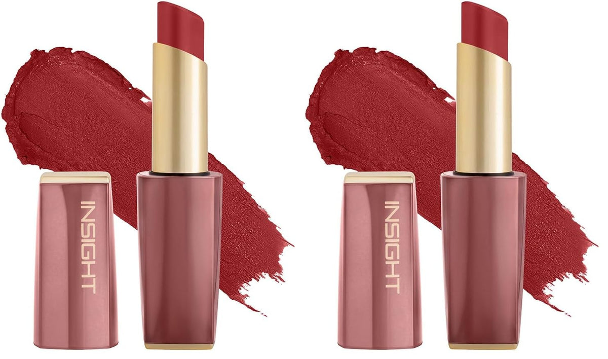 INSIGHT Pure Matte Lipstick - Crush On You| High Pigment, Long Lasting Smooth Matte Finish | Enriched with Vitamin E & Coconut Oil - 3.3 g (Pack of 2)