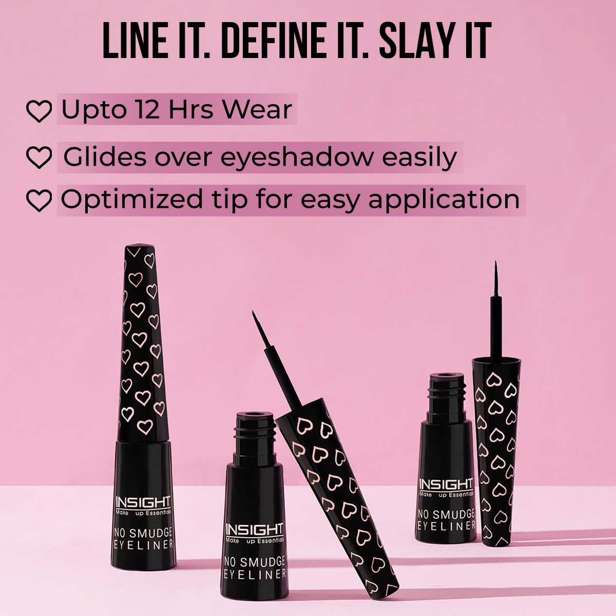 INSIGHT No Smudge Eyeliner - Black | Intense Matte Finish | Quick Drying |Smooth Application | Waterproof | Smudgeproof, 4 ml