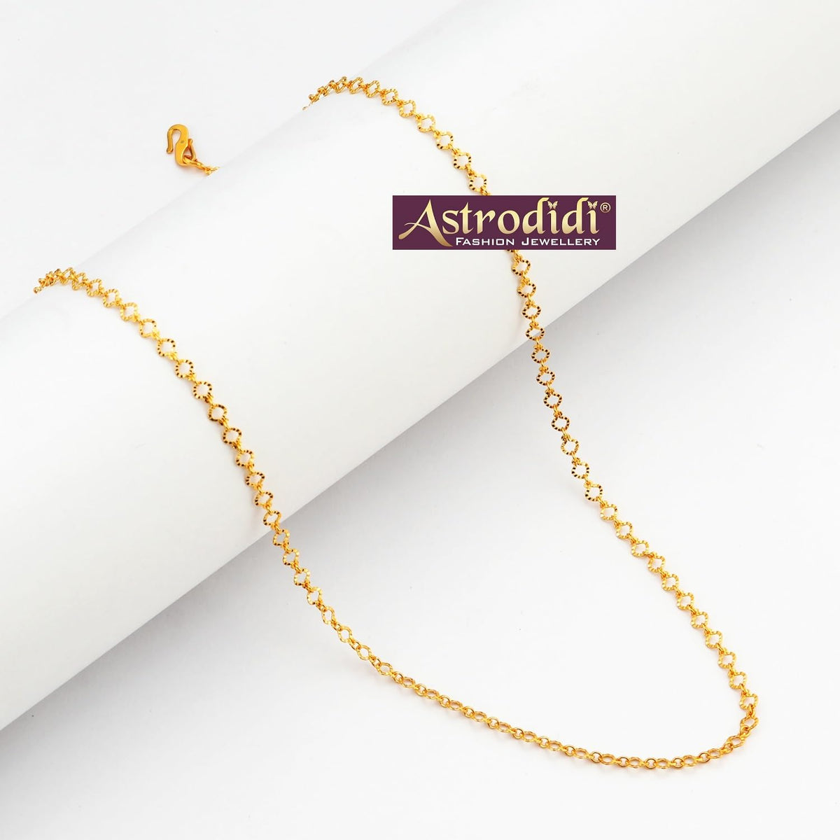 ASTRODIDI Gold Plated Chain | 24 Inch Stylish Light Weighted Golden Brass Neck Chain For Girls Women Men Boys (CHAIN-BALA-20)