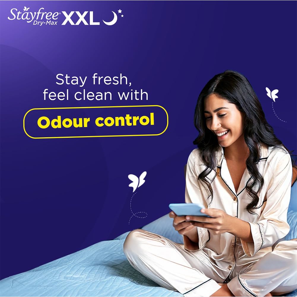Stayfree Dry Max Xxl|Combo Pack 126 Pads|All Night Xxl Dry Cover Sanitary Pads For Women|Convert Heavy Flow Into Gel|Odour Control|Absorbs 2X More With Wider Back|Superior Dry Feel|Ultra Thin Pads
