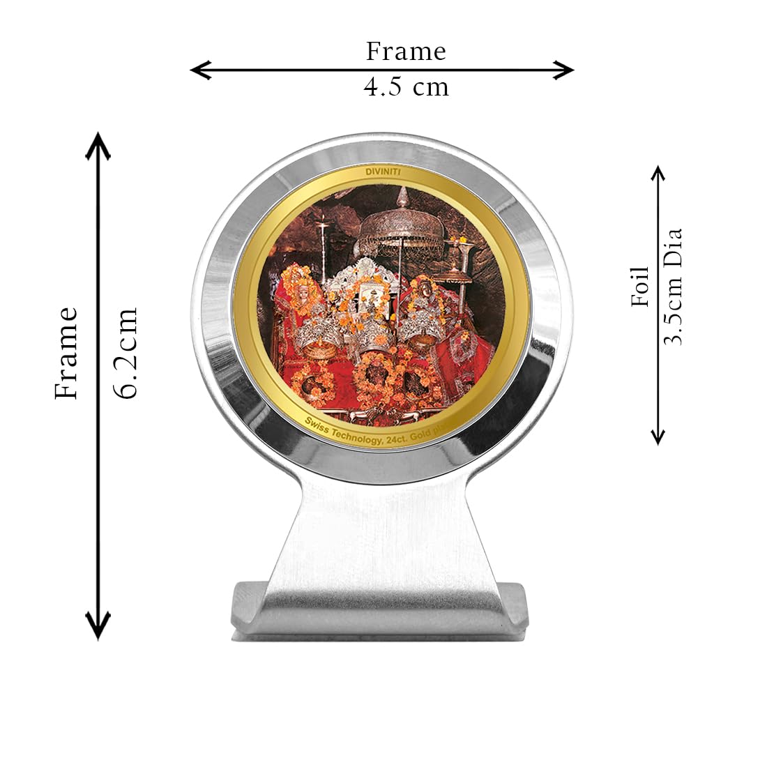 DIVINITI 24K Gold Plated Religious Car Dashboard Frame | Premium God Idol Frame for Car, Home Mandir & Office Table | Spiritual Gift, Decorative Showpiece | Mata Ka Darbar