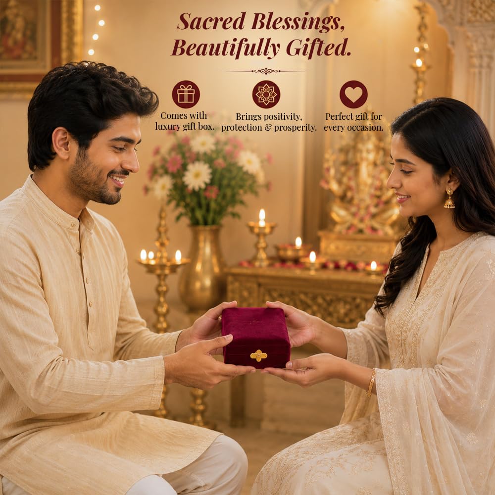 DIVINITI 24K Gold Plated Double-Sided Religious Pendant with Premium Gift Box, Spiritual Locket for Men & Women, Devotional Jewellery for Gifting & Everyday Wear | Panchmukhi Hanuman & Yantra - CLR Pendant