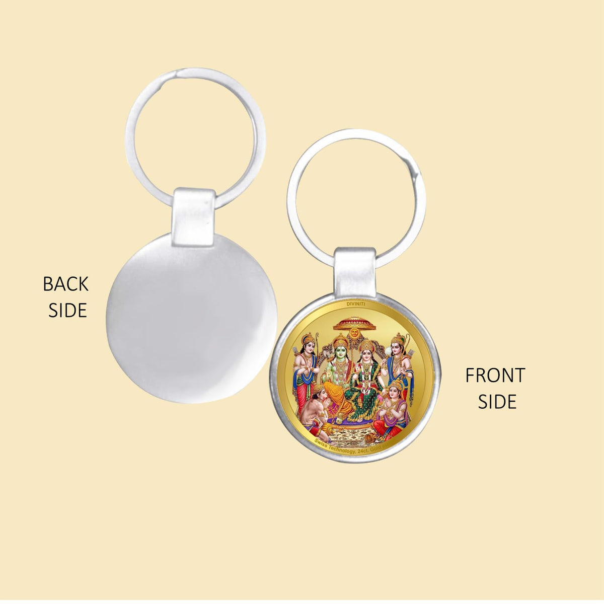 DIVINITI 24K Gold Plated Key Chain with Metallic Ring|Key Chains For Premium Gift All Vehicles Car Bike Scooty|Durable Key Ring For Men Women and Kids