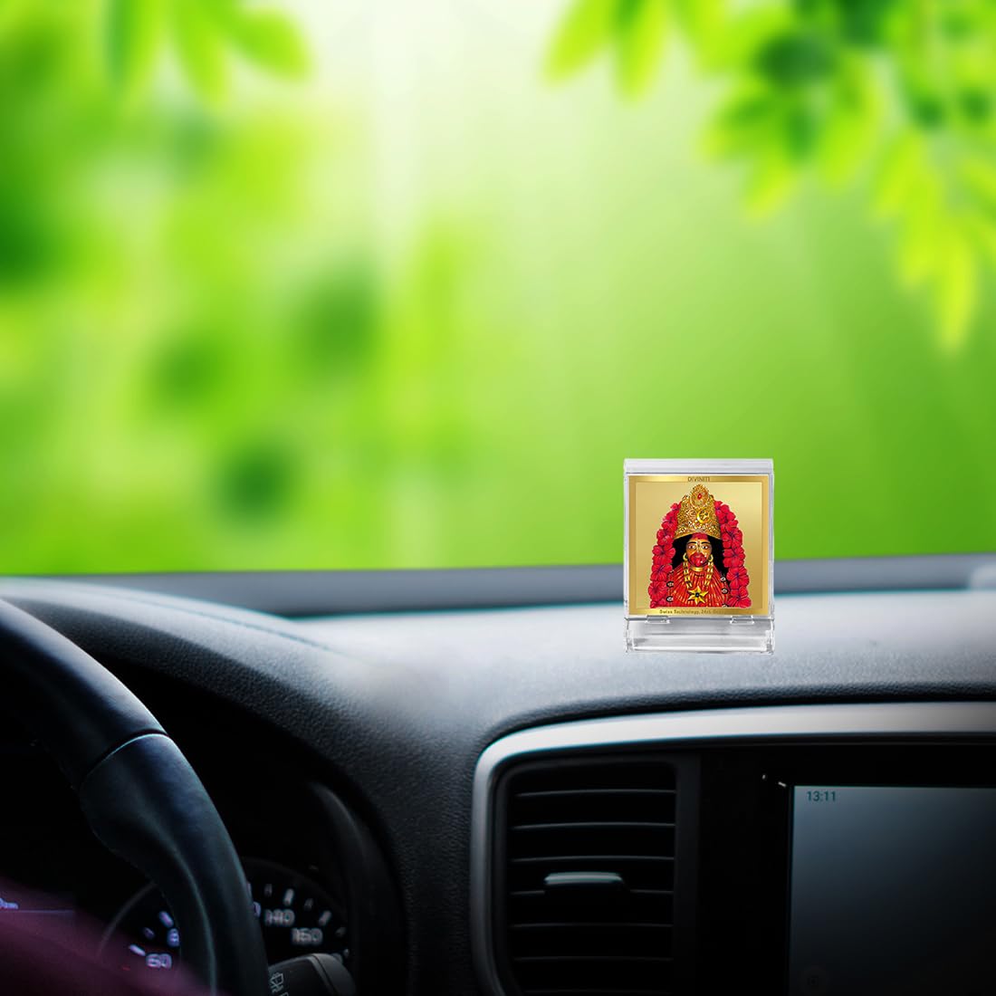DIVINITI 24K Gold Plated Religious Car Dashboard Frame | Premium God Idol Frame for Car, Home Mandir & Office Table | Spiritual Gift, Decorative Showpiece | Tara Devi