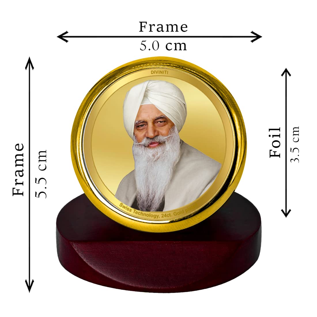 DIVINITI 24K Gold Plated Religious Car Dashboard Frame | Premium God Idol Frame for Car, Home Mandir & Office Table | Spiritual Gift, Decorative Showpiece | Radha Soami