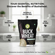 NatureVit Buckwheat Seeds, 5kg (1kg x 5 Packets) | Kuttu Giri | Hulled, Gluten Free Buckwheat Millet | High in Plant Protein & Fibre | Soak & Eat As Porridge