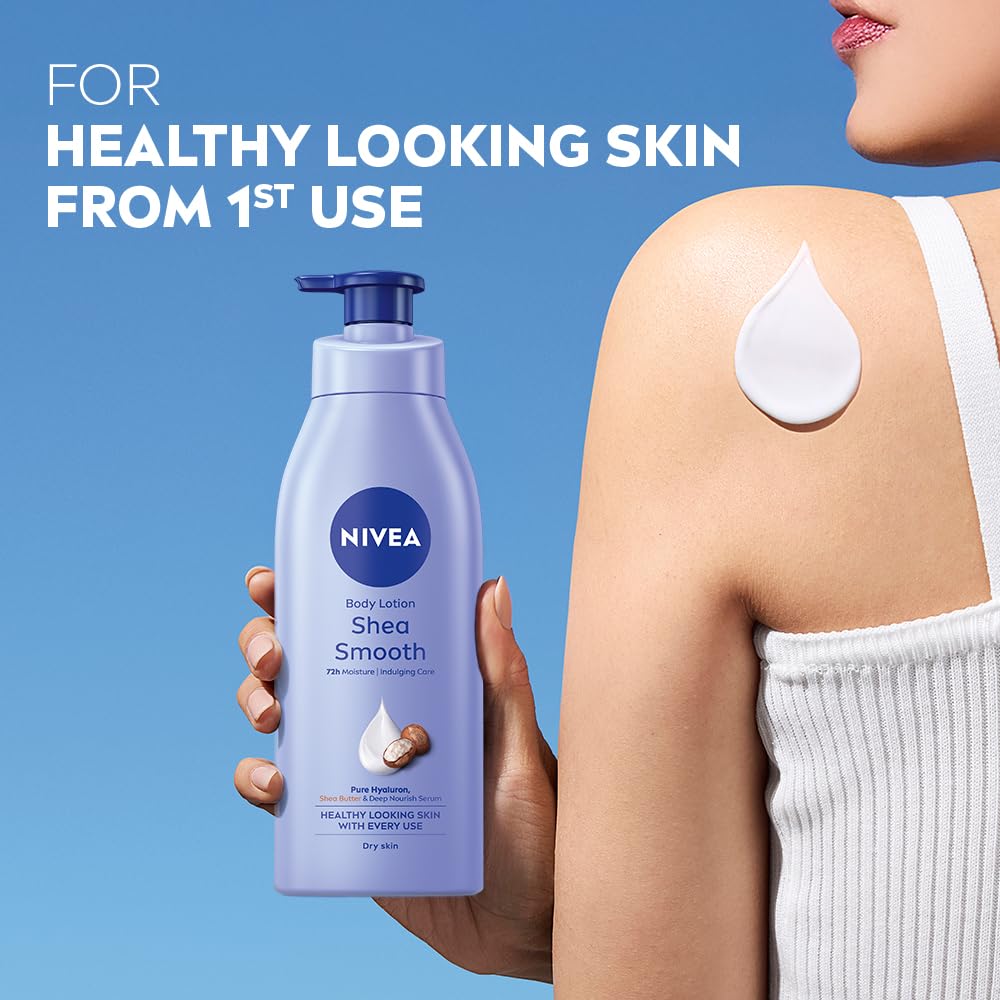 NIVEA Shea Smooth 400ml Body Lotion | 72 H Moisturization | With Deep Moisture Serum & Shea Butter | Non Greasy & Healthy Looking Skin