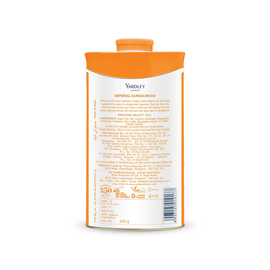 Yardley London Imperial Sandalwood Perfumed Beauty Talc, For Fragrant Glow |100g