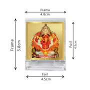 DIVINITI Shree Siddhivinayak Idol Photo Frame for Car Dashboard, Table Décor|ACF 3A ACRYLIC Frame, 24K Gold Plated Foil and |Idol for Pooja, Gifts Items (5.8X4.8 CM)