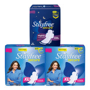 Stayfree Secure Day & Night Combo - Secure Cottony XL 40s (Pack of 2)+ Secure Nights XXL 40s
