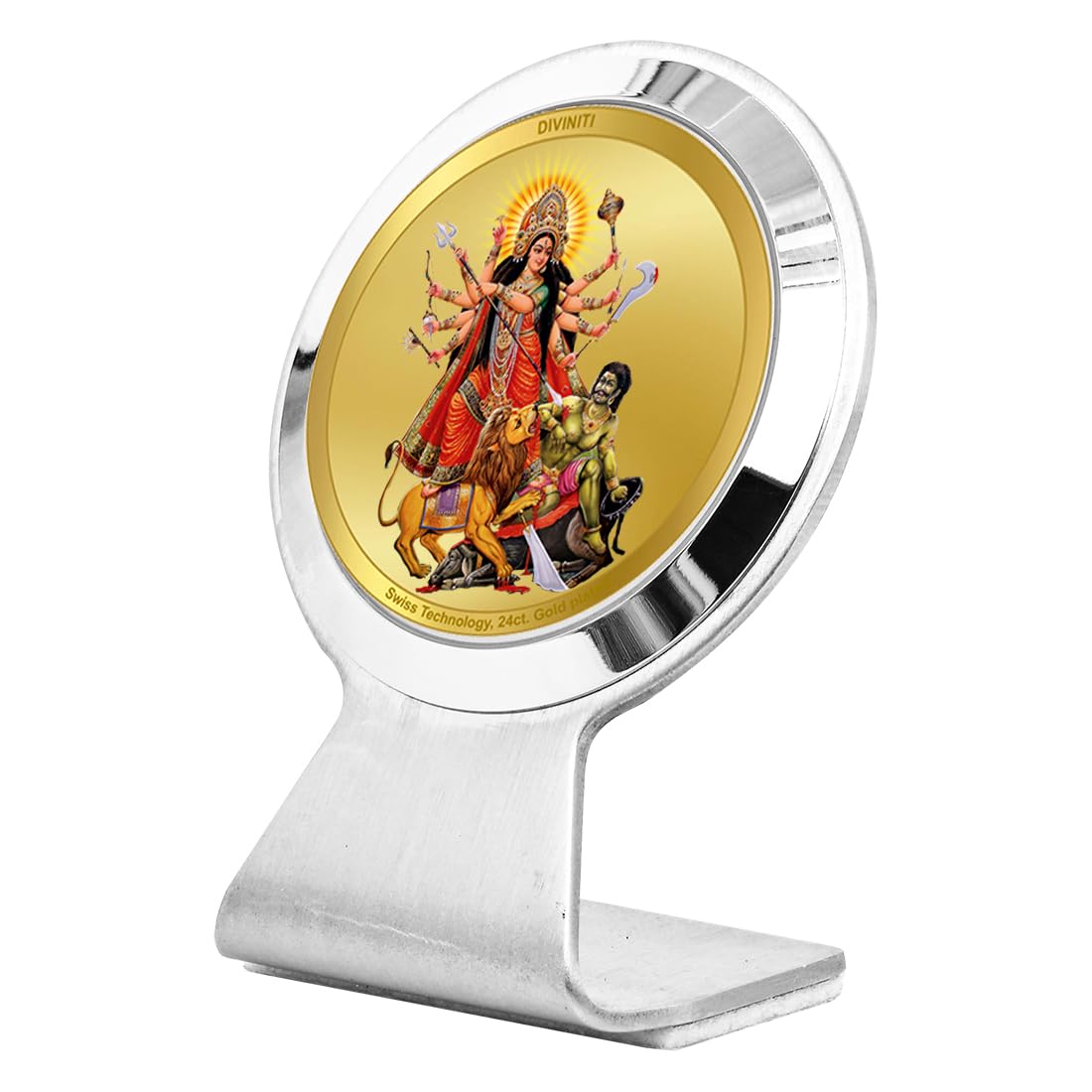 DIVINITI 24K Gold Plated Religious Car Dashboard Frame | Premium God Idol Frame for Car, Home Mandir & Office Table | Spiritual Gift, Decorative Showpiece | Durga-2