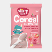 Slurrp Farm No Added Sugar Instant Cereal | Ragi, Rice and Strawberry with Milk | Free Strawberry Cereal Trial Pack | 200g
