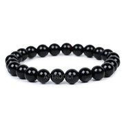 Astrodidi Natural Certified Black Agate Kala Hakik Stone Bracelet for Men & Women | Brings Peace, Occult Success, Balances Shiva & Shakti Energies and Protects from all Negative Energy | 8mm Bead size, Pack of 1