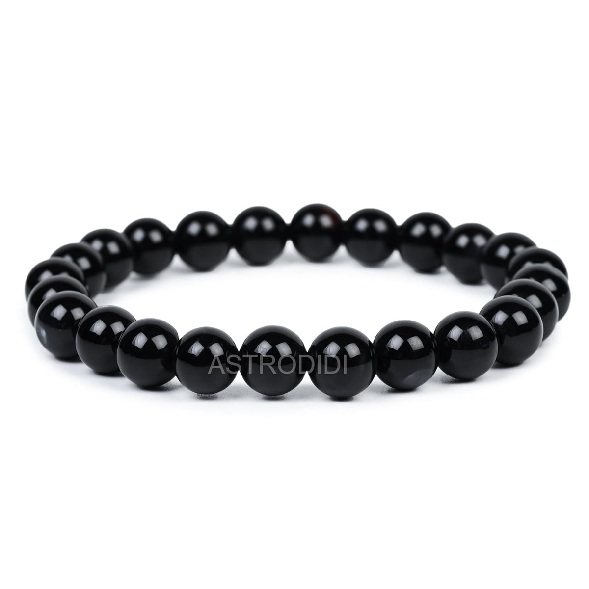 Astrodidi Natural Certified Black Agate Kala Hakik Stone Bracelet for Men & Women | Brings Peace, Occult Success, Balances Shiva & Shakti Energies and Protects from all Negative Energy | 8mm Bead size, Pack of 1