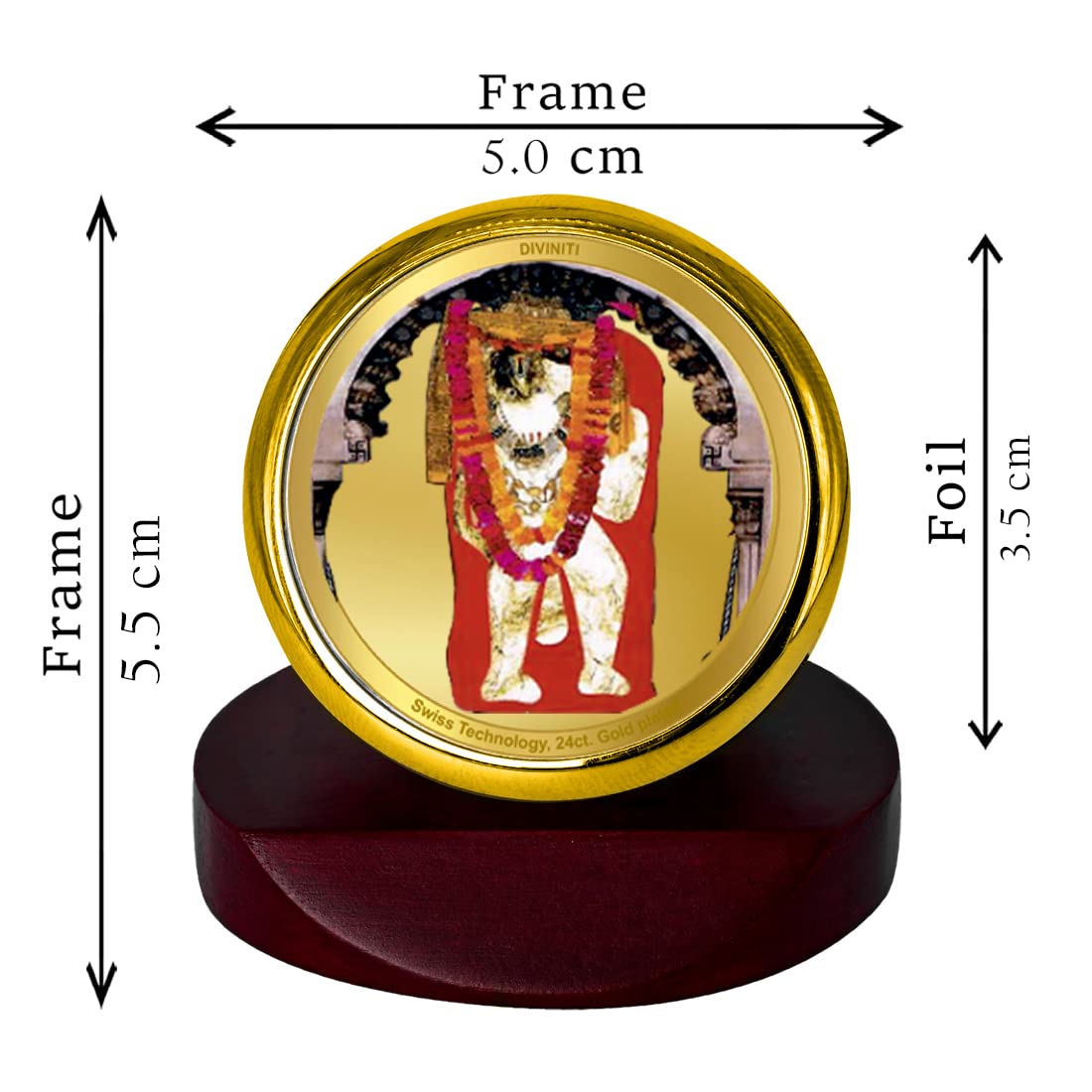 DIVINITI 24K Gold Plated Religious Car Dashboard Frame | Premium God Idol Frame for Car, Home Mandir & Office Table | Spiritual Gift, Decorative Showpiece | Mehndipur Balaji