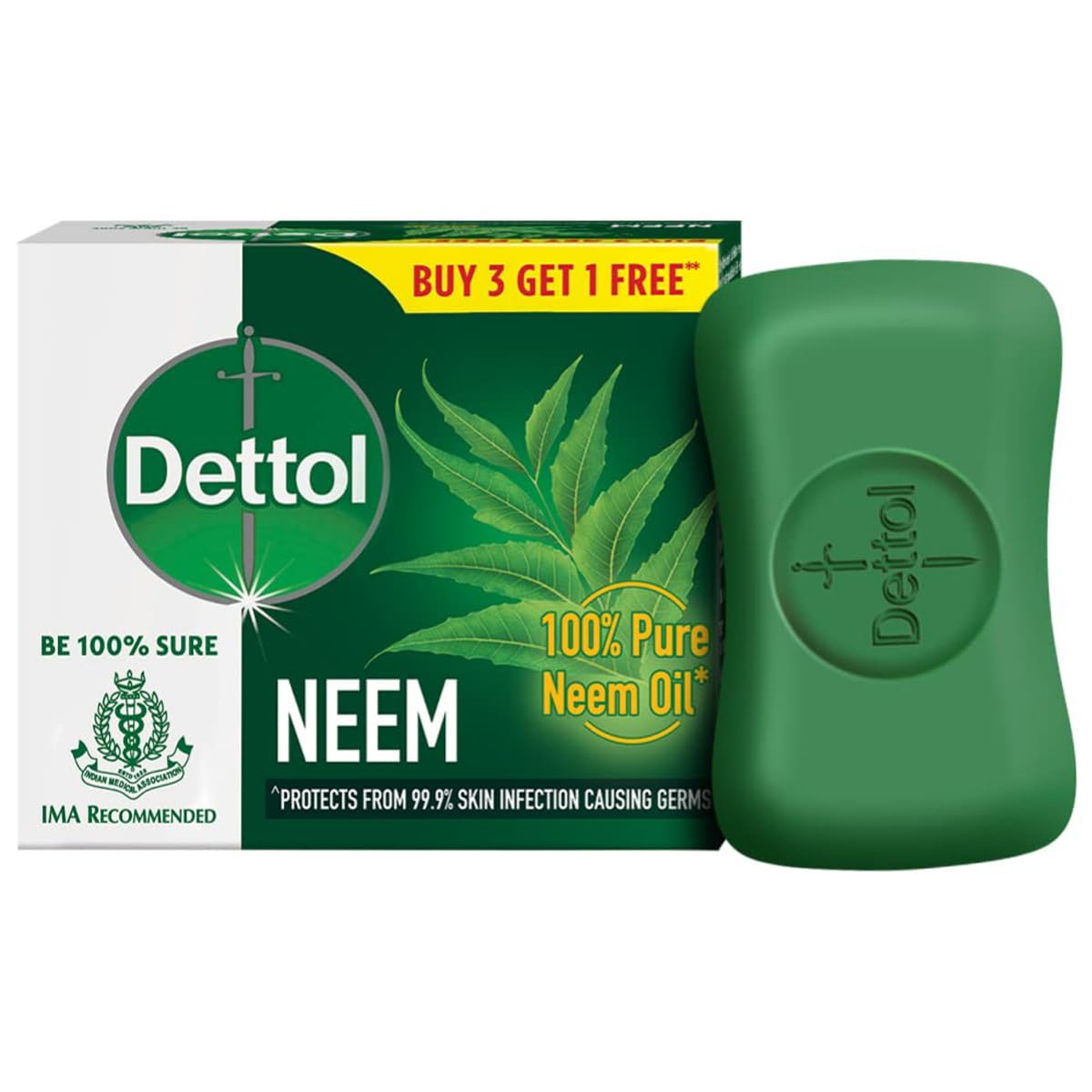 Dettol Neem Bathing Soap Bar With Pure Neem Oil, 75G , Combo Offer On Bath Soap