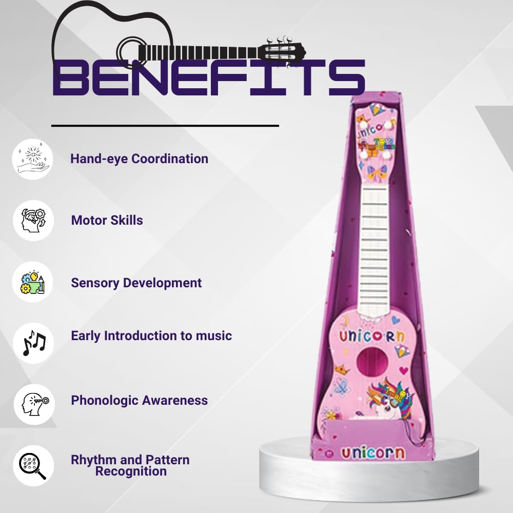 Toy Imagine 21-Inch Unicorn 4-String Ukulele Guitar for Kids Age 3-10