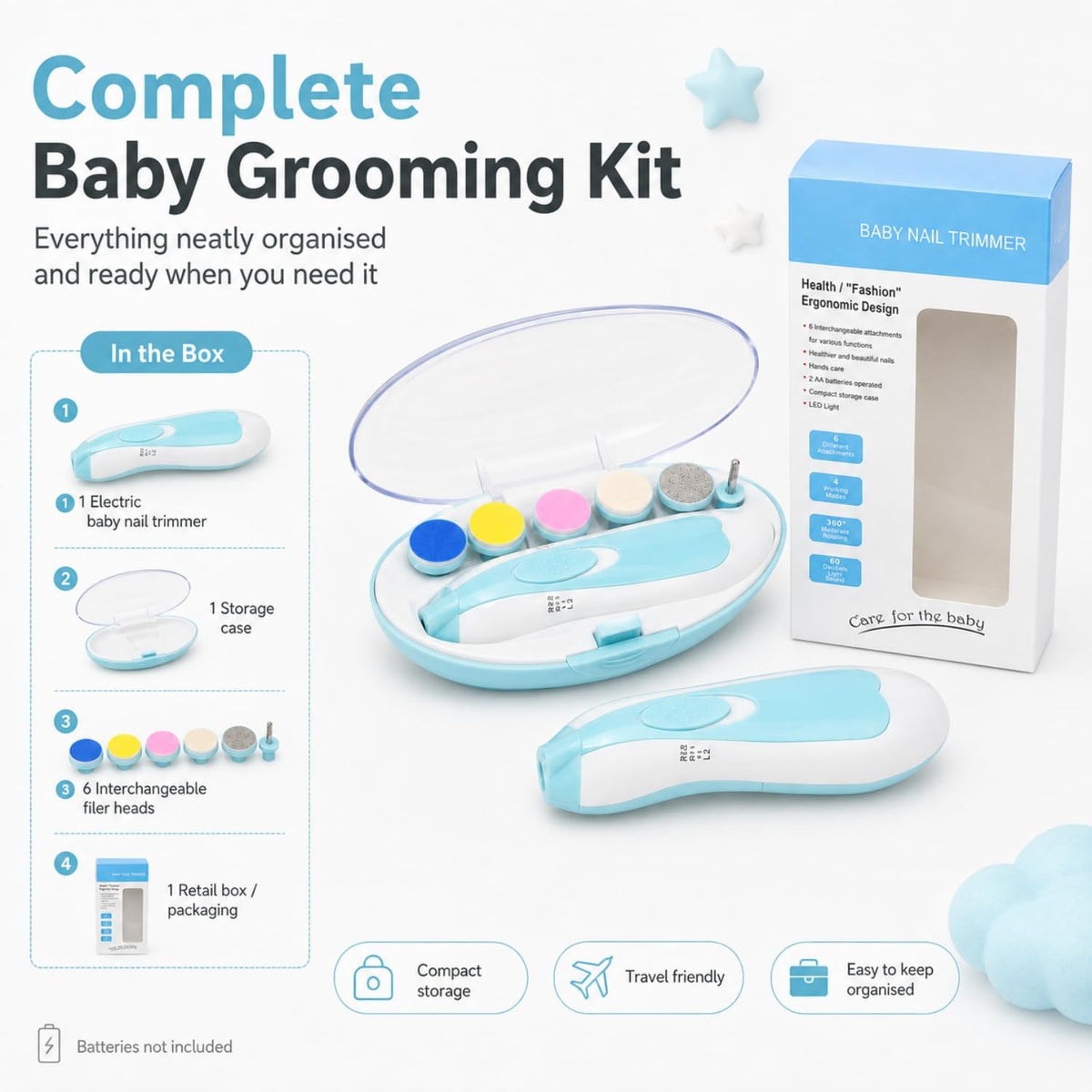 Toy Imagine Electric Baby Nail Trimmer with LED Light Multi Colour