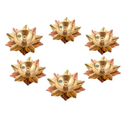 DSH Brass & Copper Lotus/Kamal Design Diya Deepak | Akhand Jyot | Arti Poojan Temple Home Decor, Gold_3 X 3 X 1.5 Inch (6)
