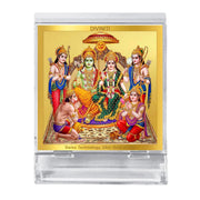 DIVINITI 24K Gold Plated Foil Ram Darbar Idol Photo Frame for Car Dashboard Table Home Office and Door Entrance Decor ACF 3A Hindu Ram bhagwan Murti for Puja and Gift Items Religious 5.8X4.8CM