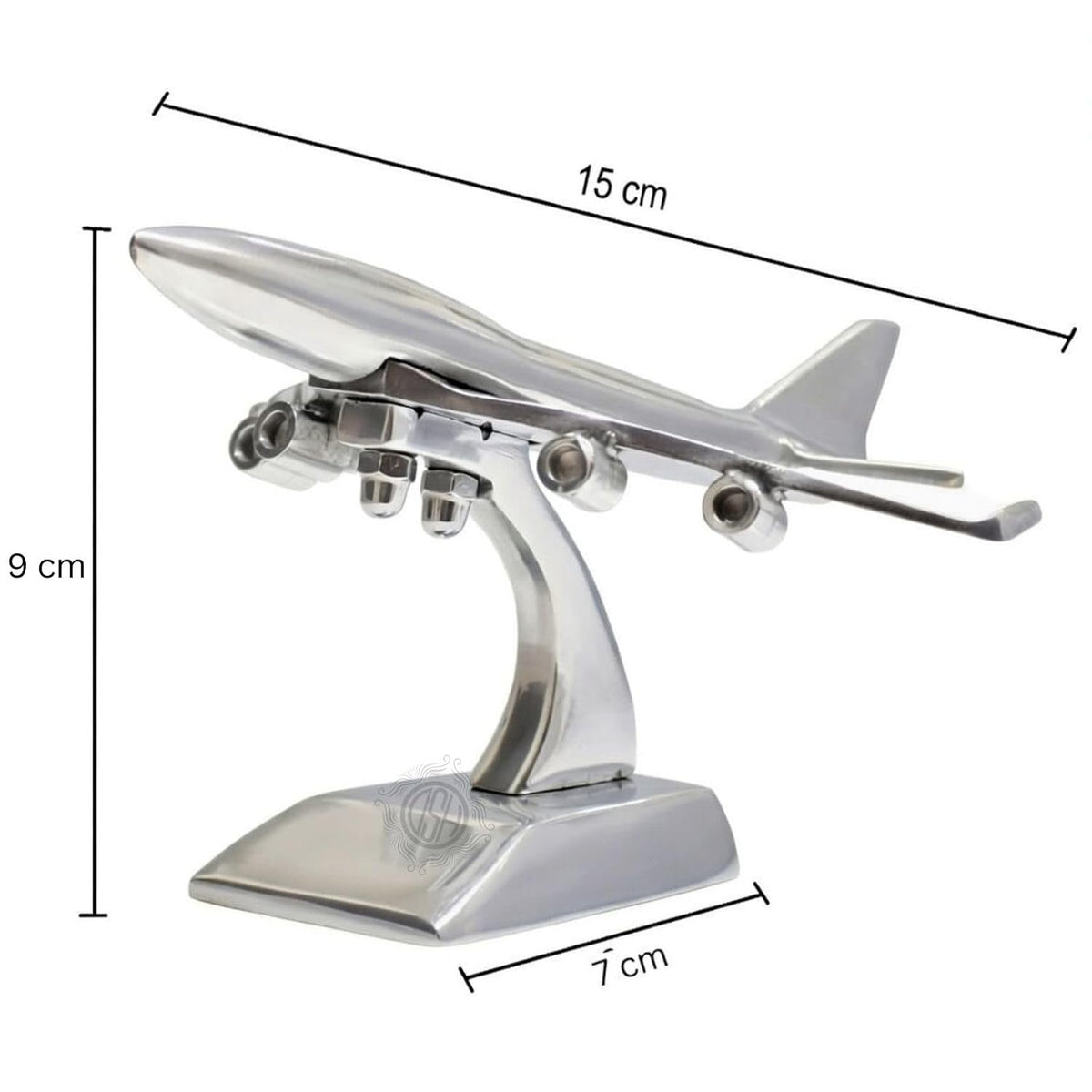 DSH Brass Jet Plane On Stand Table Top Decorative Showpiece for Home Decor & Office Table and Gifting. (Silver)