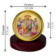DIVINITI Ram Darbar God Idol Photo Frame for Car Dashboard, Table Decor, Office MCF 1C Gold Photo Frames and 24K Gold Plated Foil Religious Photo Frame Idol for Pooja, Gifts Items (5.5X5.0 CM)