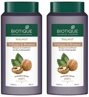 Biotique Walnut Volume and Bounce Shampoo and Conditioner | For Fine and Thinning Hair| Volumizing Shampoo for Thin Hair |100% Botanical Extracts |340ml (Pack of 2)