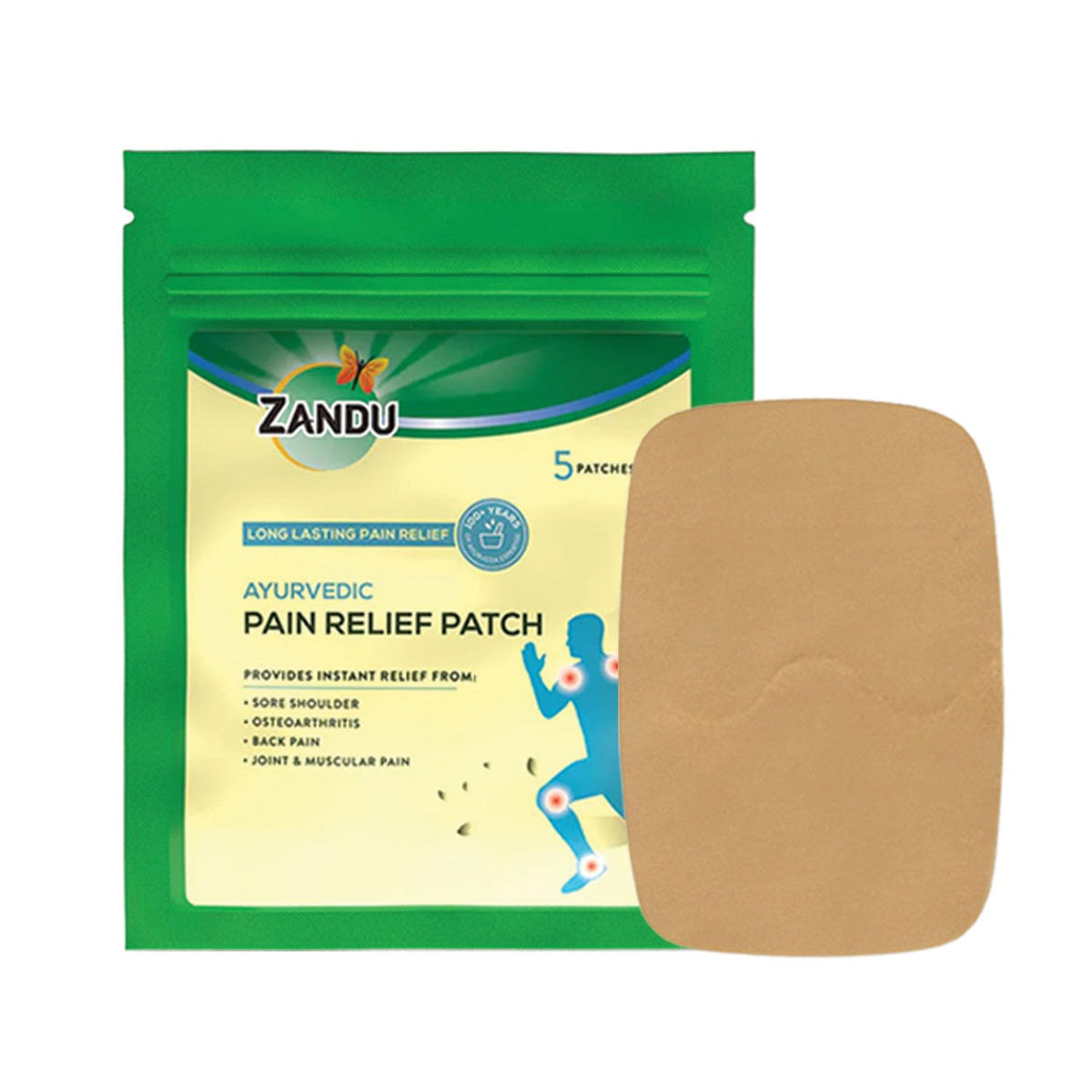 Zandu Ayurvedic Pain Relief Patch (Pack of 5 Patches) - A Specially Designed Pain Patch for Reducing Joint & Muscular Pain | Helps Provides Relief From Pain Associated with Osteoarthritis & Back Pain