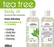 KEYA SETH AROMATHERAPY Tea Tree Body Oil - Moisturising, Anti Acne, Cleansing, Soothing & Purifies Skin; Non-Sticky, Quick-Absorbing 400ml