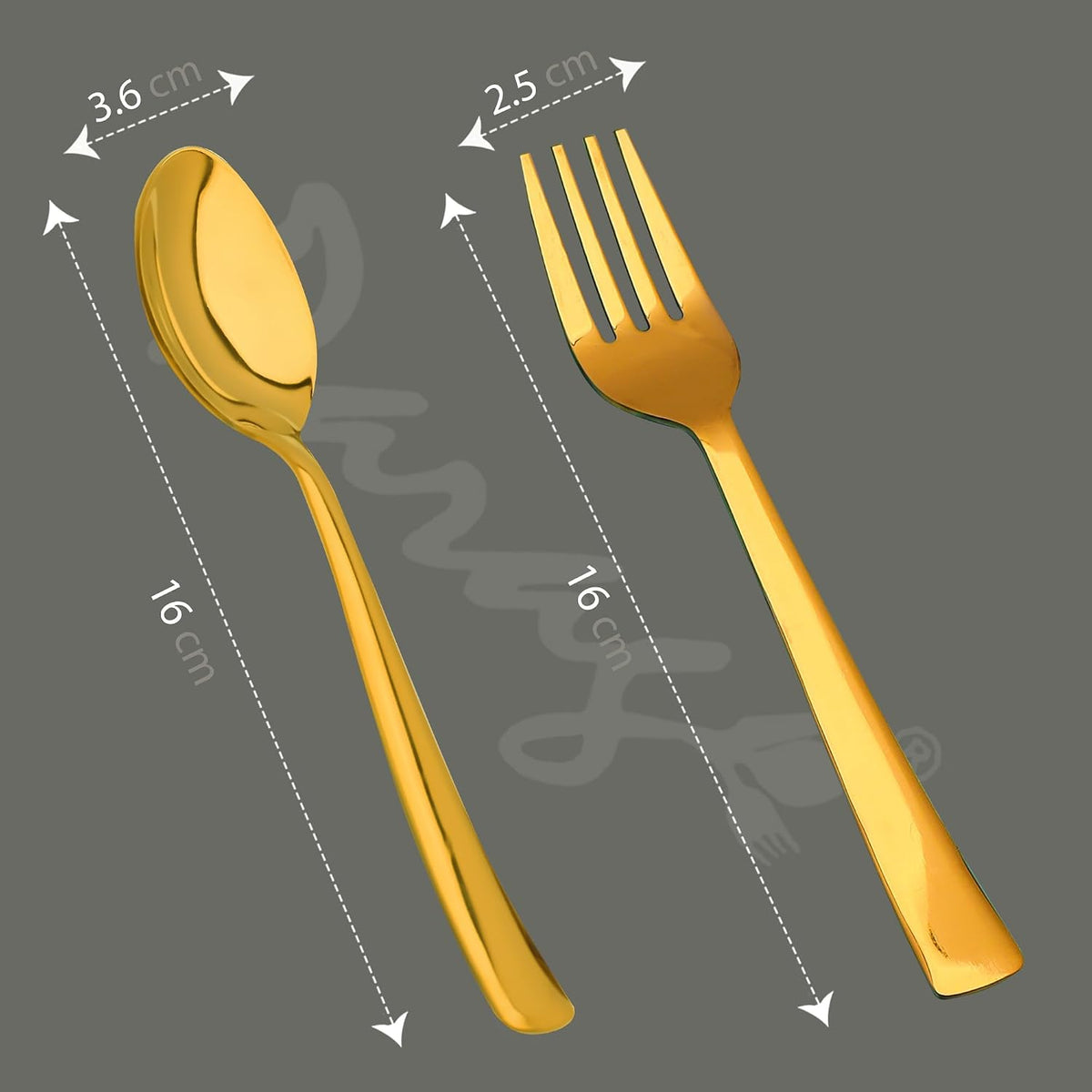 Parage 6 Pieces Stainless Steel Golden Spoon & Fork Set, 16 cm Each, Premium Cutlery Set for Home & Kitchen, PVD Gold Flatware, Elegant Dining (3 Dinner Spoons & 3 Dinner Forks)